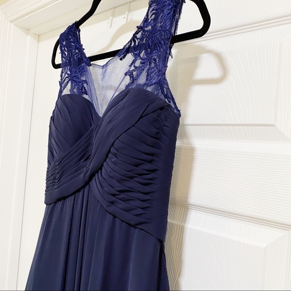 Morilee Madeline Gardner Chiffon Bridesmaid Dress Embroidered Gown Blue Size 8 - Picture 8 of 14